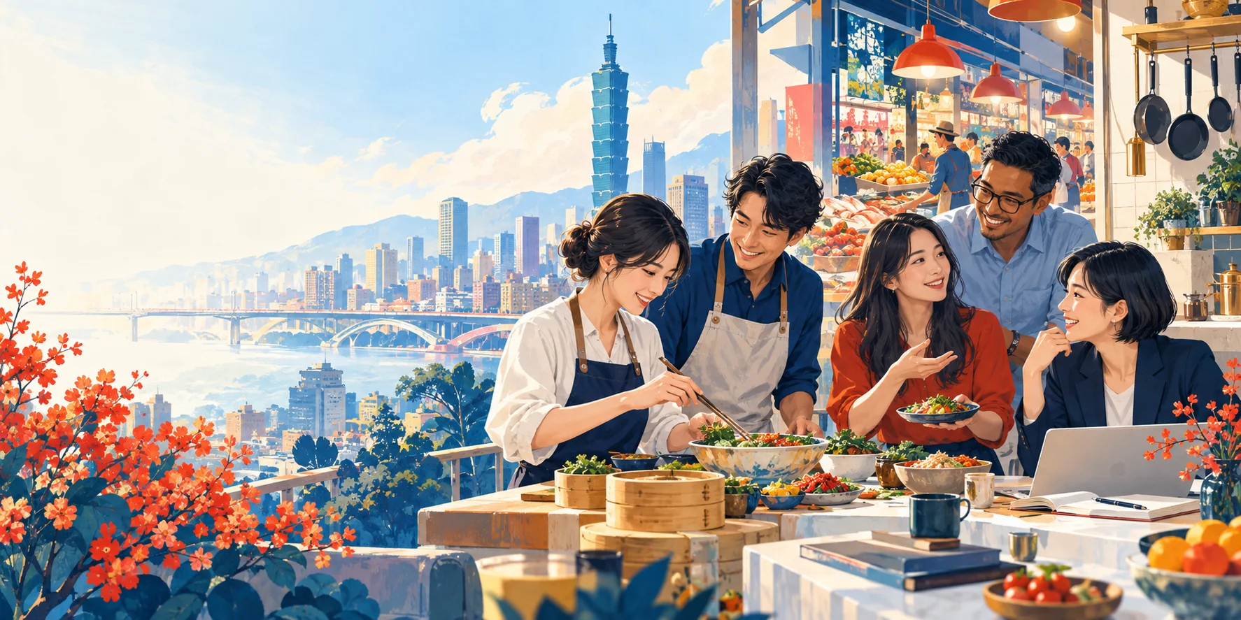 Taipei international colleague exchange illustration